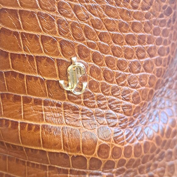 Jimmy Choo Minori 85 Cuoio Brown Embossed Leather Boots Women’s 40 US 10 - Picture 5 of 16